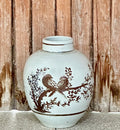 Brown Songbirds Barrel Vase