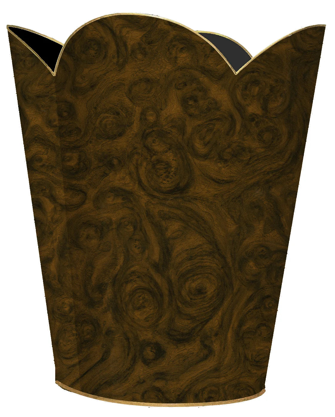 Burlwood Wastepaper Basket - Scalloped